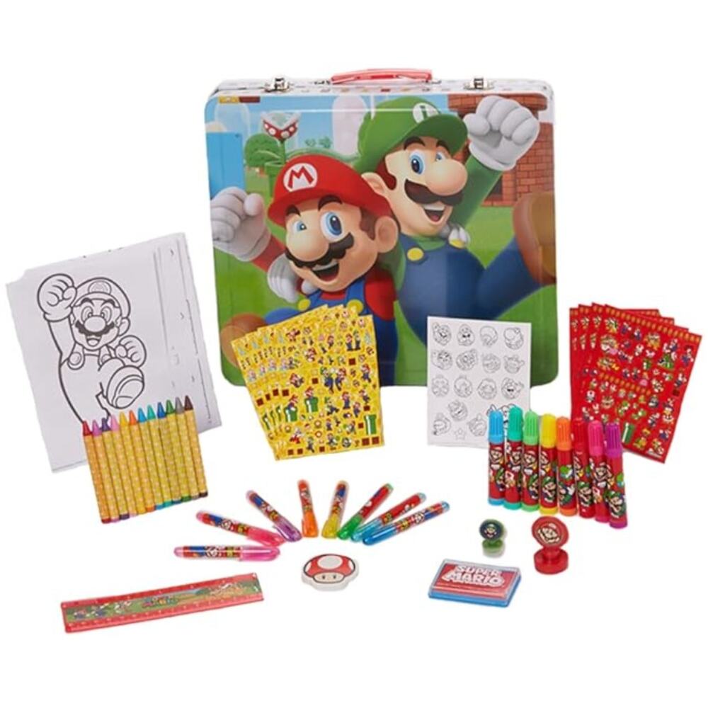 Mario Brothers Super Mario Deluxe Activity Set with Carrying Tin